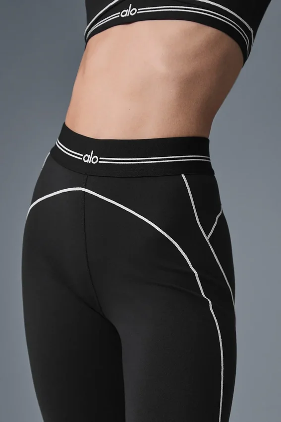 Legginsy „Heart Throb” z wysokim stanem i nadrukiem Airbrush – czarne/białe