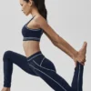 Legginsy „Heart Throb” z wysokim stanem i nadrukiem airbrush – granatowe/białe