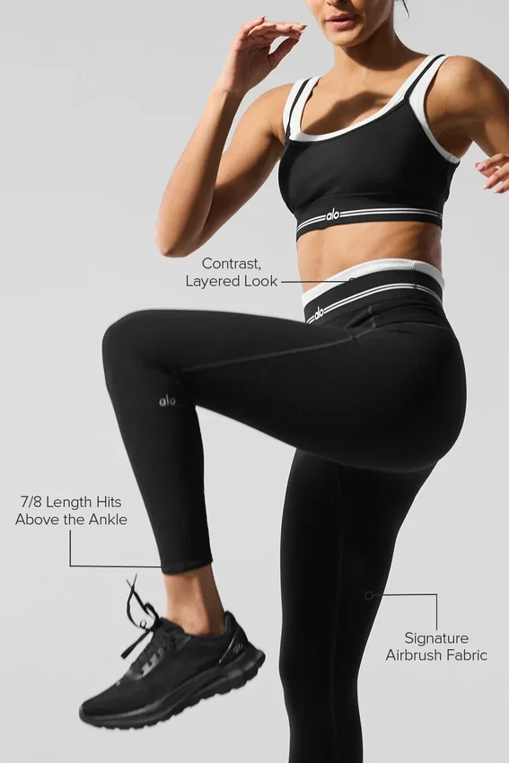 Legginsy High-Waist Airbrush 7/8 „Better Together” – czarne/białe