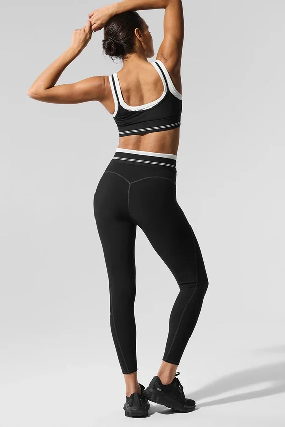 Legginsy High-Waist Airbrush 7/8 „Better Together” – czarne/białe