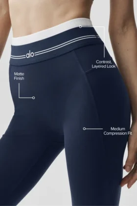Legginsy High-Waist Airbrush 7/8 Better Together – granatowe/białe