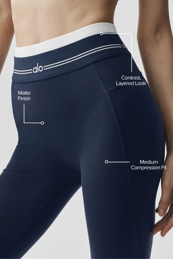 Legginsy High-Waist Airbrush 7/8 Better Together – granatowe/białe