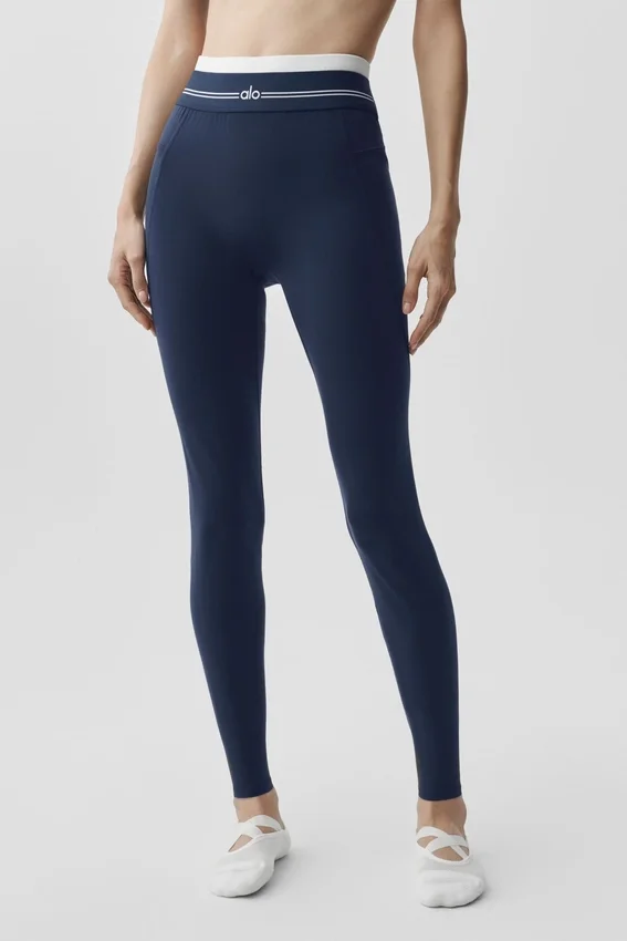 Legginsy High-Waist Airbrush 7/8 Better Together – granatowe/białe