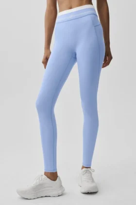 Legginsy High-Waist Airbrush 7/8 „Better Together” – jasnoniebieski „Provence”/