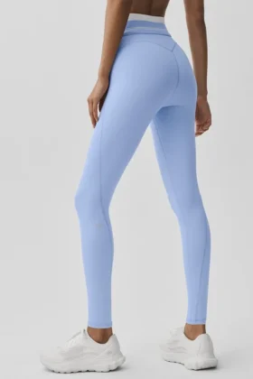 Legginsy High-Waist Airbrush 7/8 „Better Together” – jasnoniebieski „Provence”/