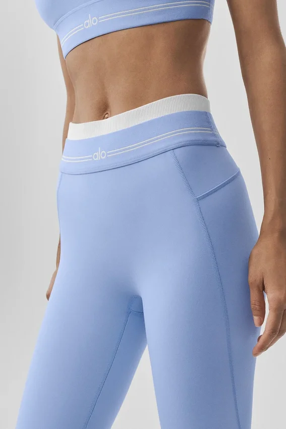 Legginsy High-Waist Airbrush 7/8 „Better Together” – jasnoniebieski „Provence”/