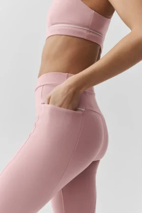 Legginsy High-Waist Airbrush Fast Track – Vintage Pink/White