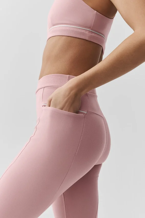 Legginsy High-Waist Airbrush Fast Track – Vintage Pink/White