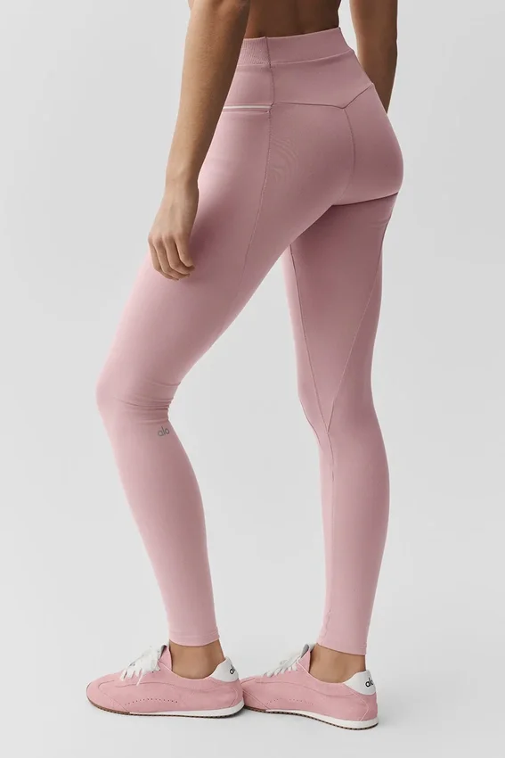 Legginsy High-Waist Airbrush Fast Track – Vintage Pink/White