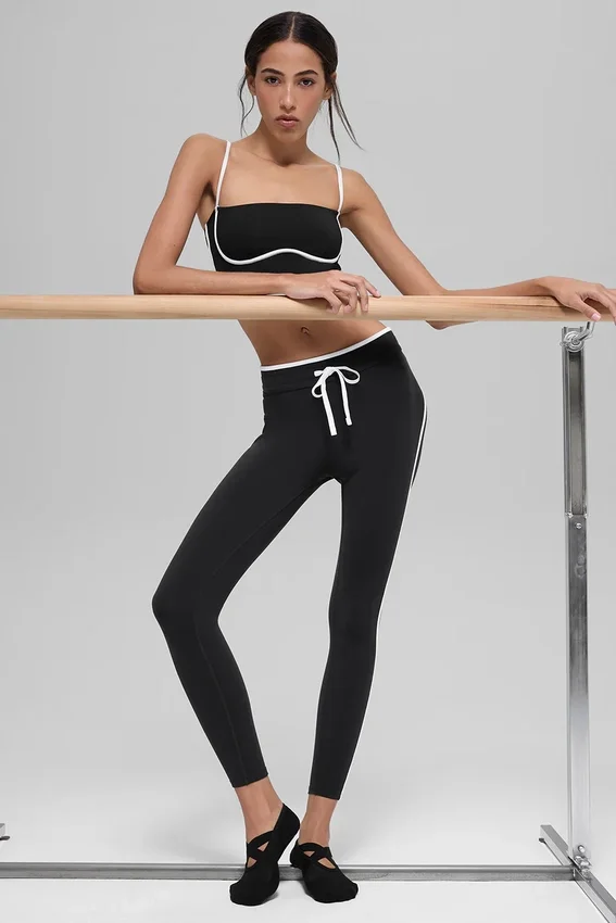Legginsy High-Waist Airbrush z nogawkami 7/8 – Czarne/Białe