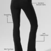 Legginsy High-Waist Airbrush z nogawkami typu bootcut o długości 7/8 – czarne