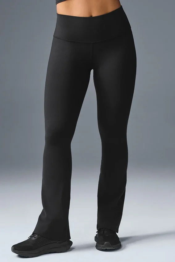 Legginsy High-Waist Airbrush z rozszerzanymi nogawkami – czarne
