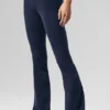 Legginsy High-Waist Airbrush z rozszerzanymi nogawkami – granatowe