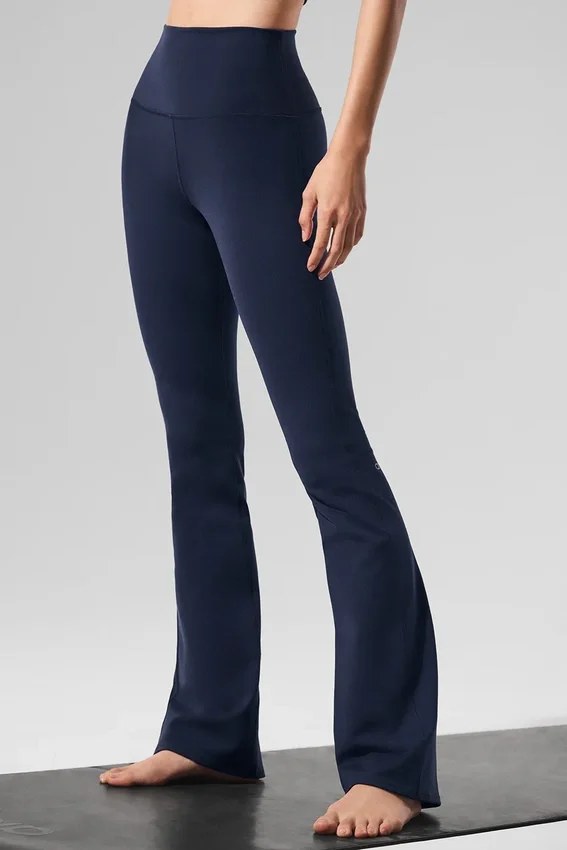 Legginsy High-Waist Airbrush z rozszerzanymi nogawkami – granatowe