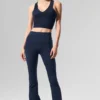 Legginsy High-Waist Airbrush z rozszerzanymi nogawkami – granatowe