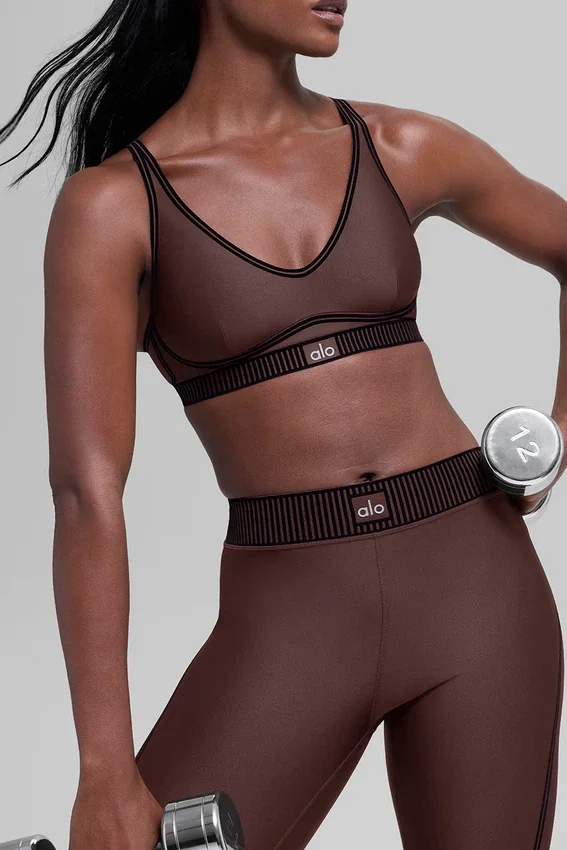 Legginsy High-Waist Airlift z długością 7/8 – Brownstone