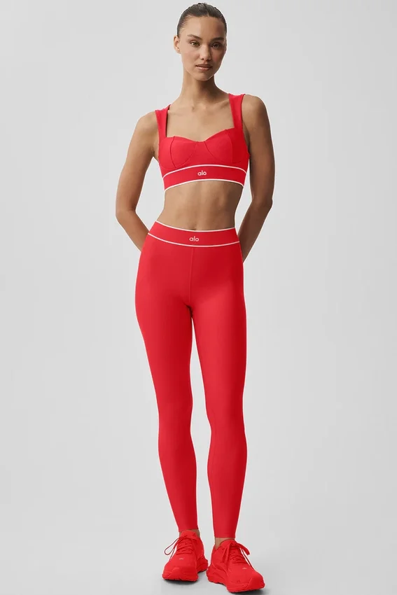 Legginsy High-Waist Airlift z efektem wyrównania sylwetki – jaskrawoczerwone/białe