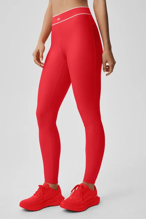 Legginsy High-Waist Airlift z efektem wyrównania sylwetki – jaskrawoczerwone/białe