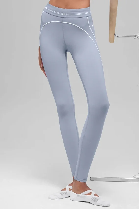 Legginsy High-Waist „Heart Throb” z nadrukiem Airbrush – Winter Frost/Białe
