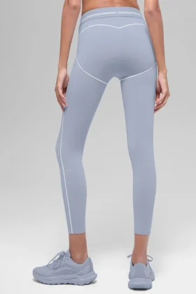 Legginsy High-Waist „Heart Throb” z nadrukiem Airbrush – Winter Frost/Białe