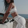 Legginsy High-Waist z nadrukiem „Heart Throb” wykonane techniką Airbrush – białe/czarne