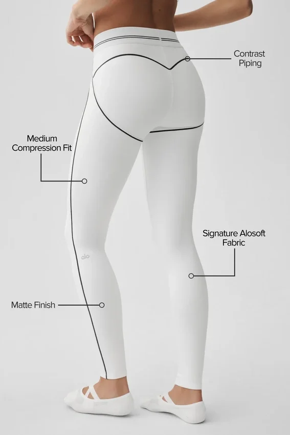 Legginsy High-Waist z nadrukiem „Heart Throb” wykonane techniką Airbrush – białe/czarne