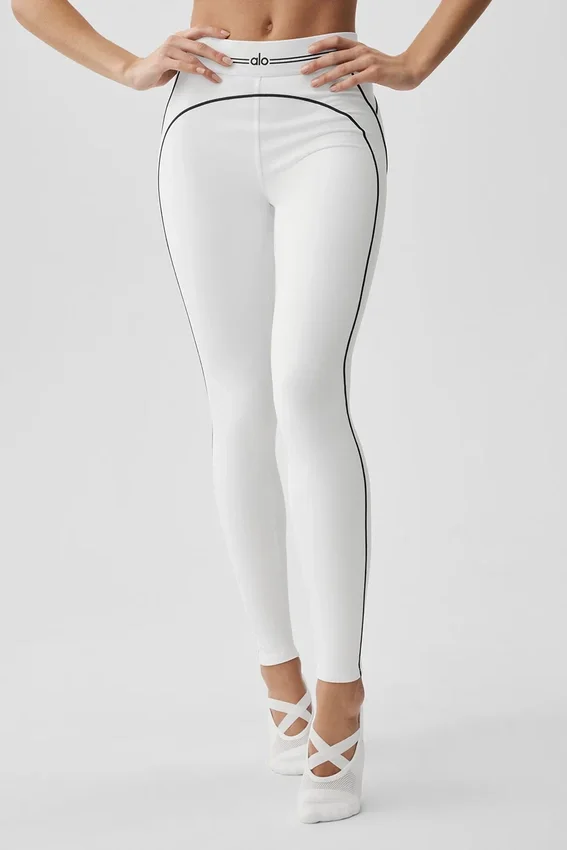 Legginsy High-Waist z nadrukiem „Heart Throb” wykonane techniką Airbrush – białe/czarne