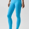 Legginsy z wysokim stanem i motywem serca w stylu Airbrush – błękit azurowy/biały