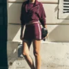 Mini spódnica Track Star – bordowa