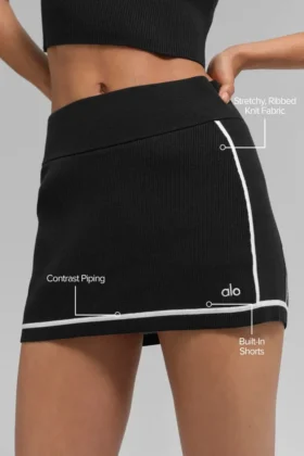 Mini spódniczka Highline z prążkowanej dzianiny sweterkowej – czarna/biała