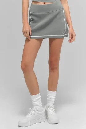 Mini spódniczka Highline z prążkowanej dzianiny sweterkowej – Lunar Grey/White