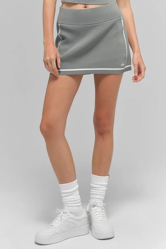 Mini spódniczka Highline z prążkowanej dzianiny sweterkowej – Lunar Grey/White