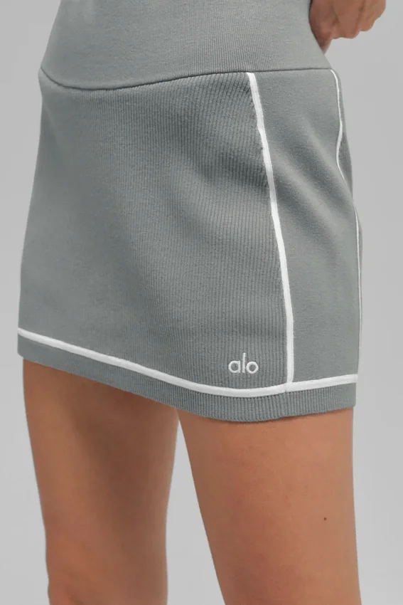 Mini spódniczka Highline z prążkowanej dzianiny sweterkowej – Lunar Grey/White