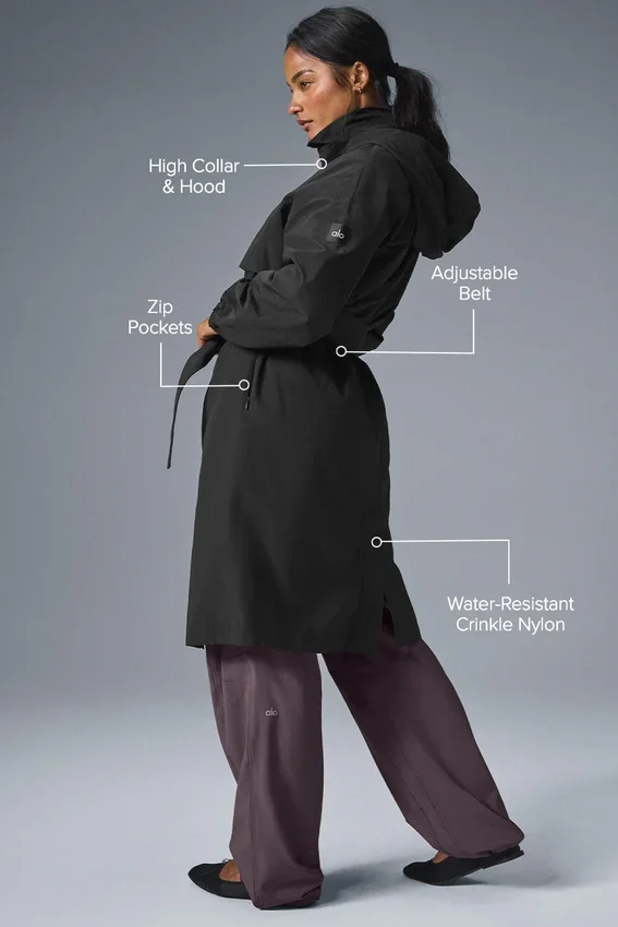 Płaszcz typu trench „Crinkle on the Move” – czarny