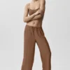 Półprzezroczyste High-Waist spodnie z prostymi nogawkami z kolekcji „Golden Hour” – kolor „Sun Kissed Brown”
