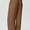 Półprzezroczyste High-Waist spodnie z prostymi nogawkami z kolekcji „Golden Hour” – kolor „Sun Kissed Brown”