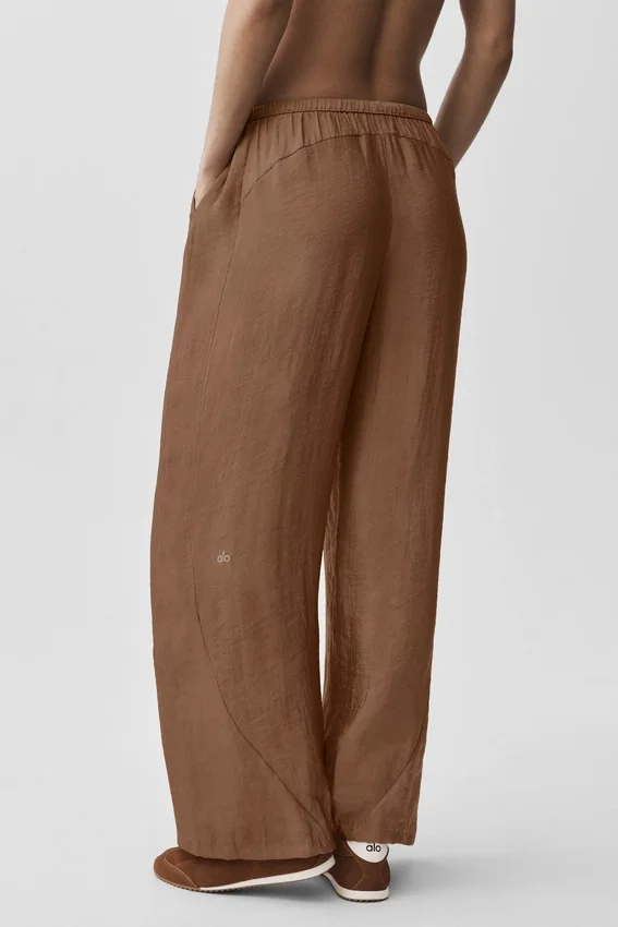 Półprzezroczyste High-Waist spodnie z prostymi nogawkami z kolekcji „Golden Hour” – kolor „Sun Kissed Brown”