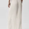 Półprzezroczyste High-Waist Straight Leg Pants „Golden Hour” – kolor kości słoniowej