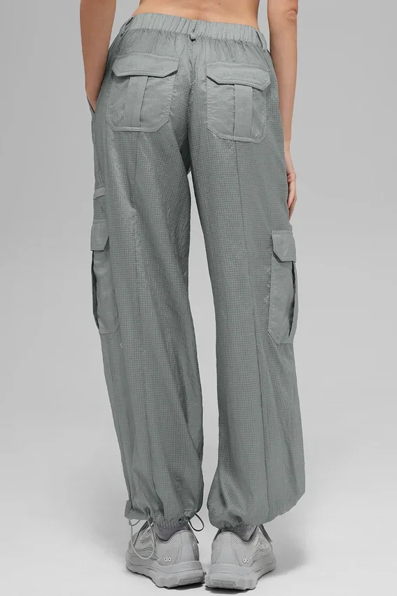 Przezroczyste legginsy dresowe Game Time z szerokimi nogawkami – kolor Lunar Grey