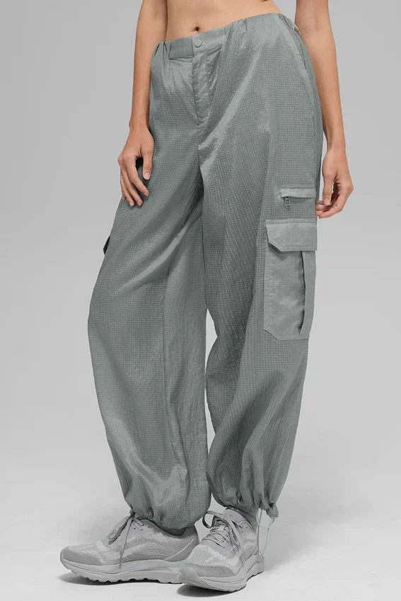 Przezroczyste legginsy dresowe Game Time z szerokimi nogawkami – kolor Lunar Grey