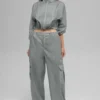 Przezroczyste legginsy dresowe Game Time z szerokimi nogawkami – kolor Lunar Grey