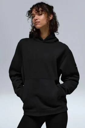 Renown – bluza z kapturem z grubej dzianiny – czarna
