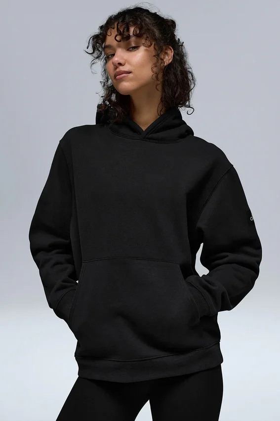 Renown – bluza z kapturem z grubej dzianiny – czarna