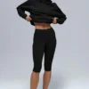 Renown – bluza z kapturem z grubej dzianiny – czarna