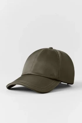 Satynowa czapka Off-Duty – oliwkowa