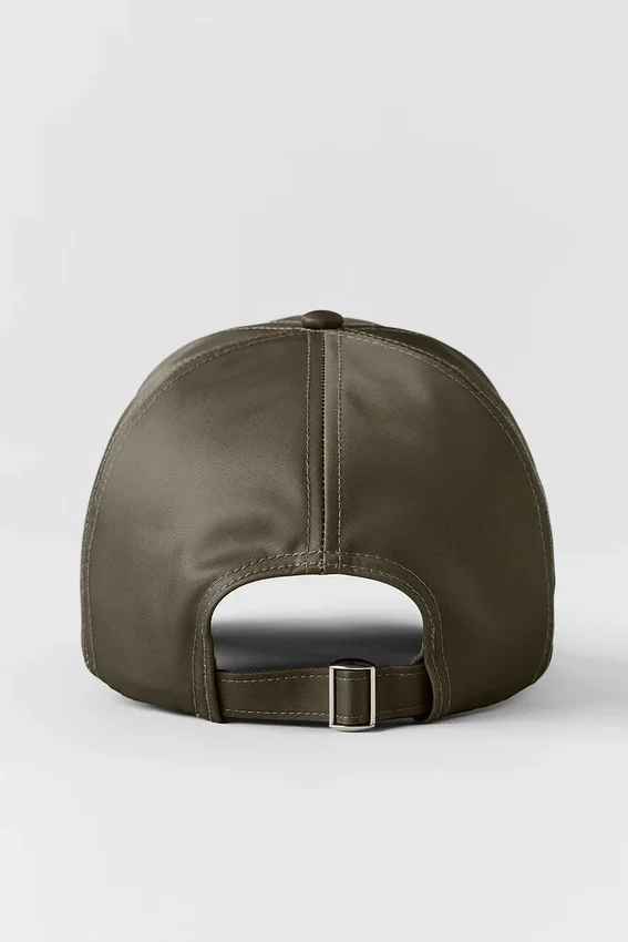 Satynowa czapka Off-Duty – oliwkowa