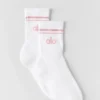 Skarpetki unisex typu „half-crew” w stylu retro – białe/różowe w stylu vintage