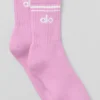 Skarpetki unisex typu half-crew w stylu retro – różowy Candy Heart/biały