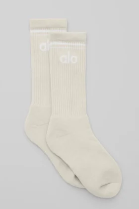 Skarpetki unisex w stylu retro – kolor kości/biały
