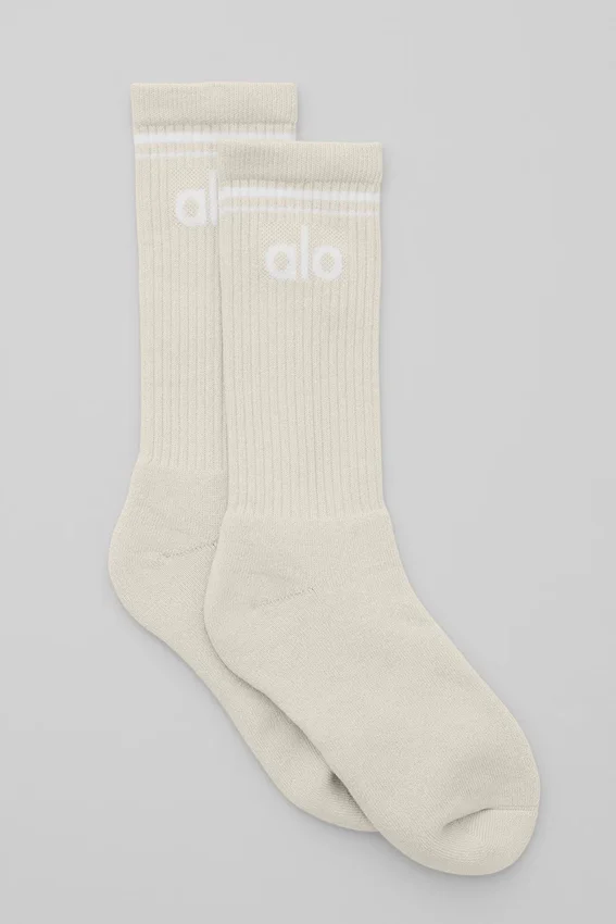 Skarpetki unisex w stylu retro – kolor kości/biały